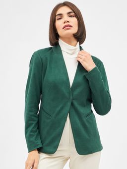 Kibo - Womens Polyester Solid Teal Green Blazer