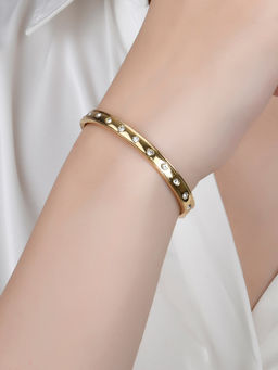 Lilly & Sparkle - Gold Plated Brass Kada Bracelet with Cz Stone Embellishments
