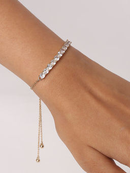 Lilly & Sparkle - Gold-Toned Brass Bracelet with Cz Stone Embellishments