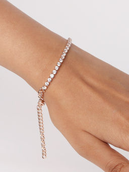 Lilly & Sparkle - Brass Rose Gold Plated Cz Stone Studded Tennis Bracelet