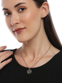 Lilly & Sparkle - Gold Toned Brass Circular Tree Pendant Necklace