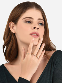 Lilly & Sparkle - Set of 3 Brass Gold Plated Rings with Cz Stone Studs