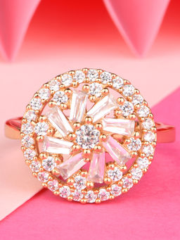 Lilly & Sparkle - Brass Gold Plated Geometric Finger Ring with Cz Stone