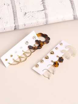 Lilly & Sparkle - Combo Pack of Gold Plated Contemporary Hoop Packs with 6 Studs & 6 Hoops