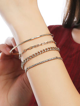 Lilly & Sparkle - Set of 5 Gold Toned 3 Bracelet & 2 Bangles
