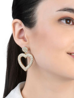 Lilly & Sparkle - Gold Tone Crystal Heart Dangler Earrings