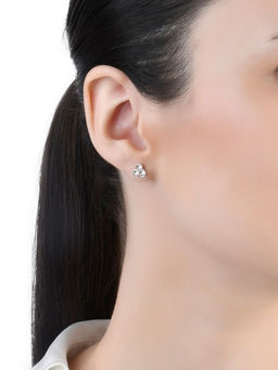 Lilly & Sparkle - Set of 10 Silver Toned Crystal Studded Contemporary Stud Earrings
