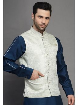 UTSAV FASHION - Beige Woven Design Nehru Jacket