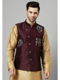 UTSAV FASHION - Maroon Men Embroidered Nehru Jacket