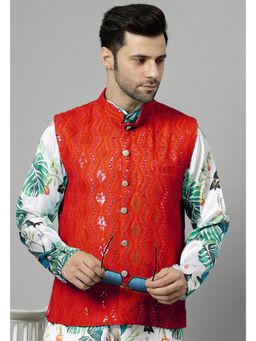 UTSAV FASHION - Orange Men Embellished Nehru Jacket