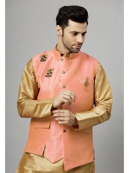 UTSAV FASHION - Peach Men Embroidered Nehru Jacket