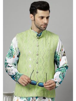 UTSAV FASHION - Green Men Embellished Nehru Jacket