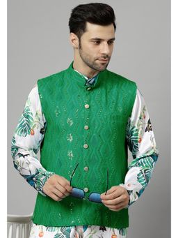 UTSAV FASHION - Green Men Embellished Nehru Jacket