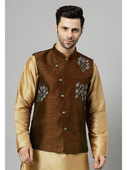 UTSAV FASHION - Brown Men Embroidered Nehru Jacket