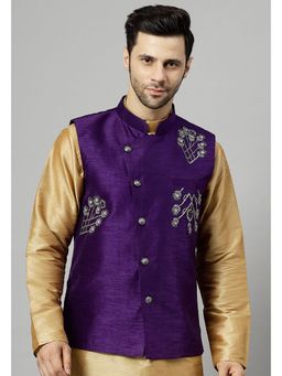 UTSAV FASHION - Purple Men Embroidered Nehru Jacket