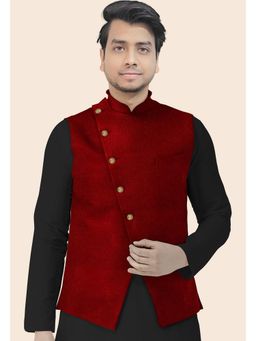 UTSAV FASHION - Maroon Velvet Nehru Jacket