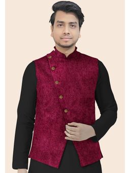 UTSAV FASHION - Maroon Velvet Nehru Jacket