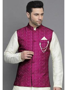 UTSAV FASHION - Pink Men Embroidered Mandarin Collar Nehru Jacket