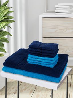 KOPA - 10Pc Quick Dry 100% Cotton Soft Terry Towel -2Pc Bath, 8Pc Face D'Ross Solid