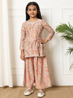 Readiprint - A-Line Style Silk Fabric Peach Kurta with Palazzo (Set of 2)