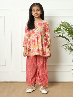 Readiprint - Frock Style Silk Fabric Pink Kurta with Palazzo (Set of 2)