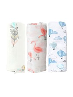 Elementary - Organic Cotton Muslin Dream Ride Swaddle Set of 3 for newborn - Pink & Blue