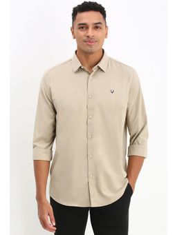Allen Solly - Men Khaki Slim Fit Solid Full Sleeves Casual Shirts