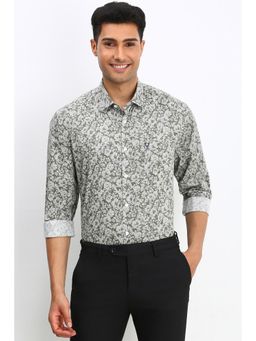 Allen Solly - Men Green Slim Fit Print Full Sleeves Formal Shirt