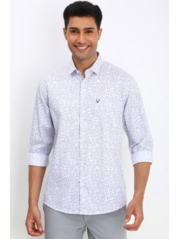 Allen Solly - Men White Slim Fit Print Full Sleeves Casual Shirts