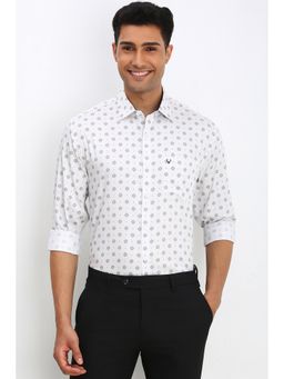 Allen Solly - Men White Slim Fit Print Full Sleeves Formal Shirt