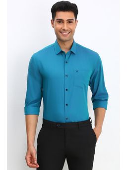 Allen Solly - Men Blue Slim Fit Textured Full Sleeves Formal Shirt