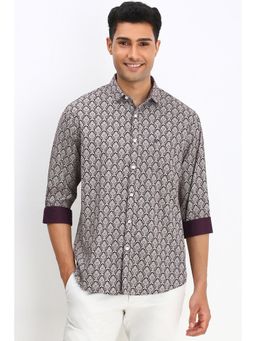 Allen Solly - Men Purple Slim Fit Print Full Sleeves Casual Shirts