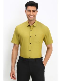 Allen Solly - Men Green Slim Fit Textured Half Sleeves Formal Shirt