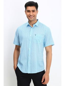 Allen Solly - Men Blue Slim Fit Print Half Sleeves Casual Shirts