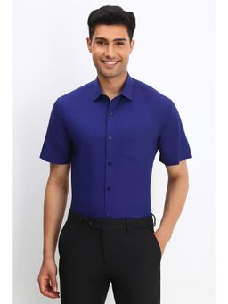 Allen Solly - Men Blue Slim Fit Solid Half Sleeves Formal Shirt