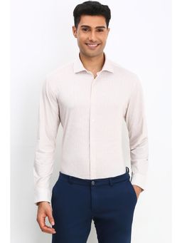 Allen Solly - Men Beige Slim Fit Check Full Sleeves Formal Shirt