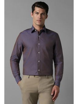 Louis Philippe - Men Purple Classic Fit Print Full Sleeves Formal Shirt