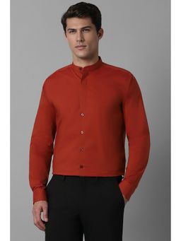 Louis Philippe - Men Red Slim Fit Solid Full Sleeves Formal Shirt