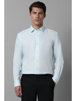 Louis Philippe - Men Blue Classic Fit Textured Full Sleeves Formal Shirt