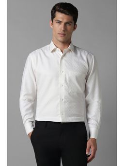 Louis Philippe - Men White Classic Fit Textured Full Sleeves Formal Shirt