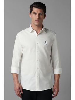 Louis Philippe - Men White Slim Fit Solid Full Sleeves Casual Shirt