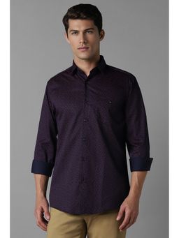 Louis Philippe - Men Purple Slim Fit Print Full Sleeves Casual Shirt