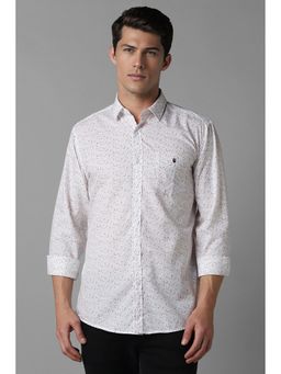 Louis Philippe - Men White Slim Fit Print Full Sleeves Casual Shirt