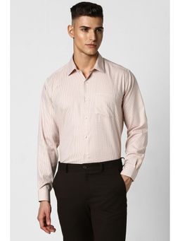 Van Heusen - Men Beige Regular Fit Check Full Sleeves Formal Shirt