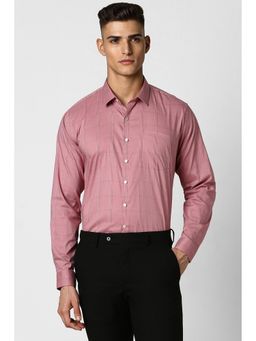 Van Heusen - Men Pink Slim Fit Check Full Sleeves Formal Shirt