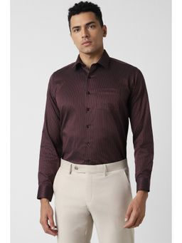 Van Heusen - Men Brown Slim Fit Stripe Full Sleeves Formal Shirt