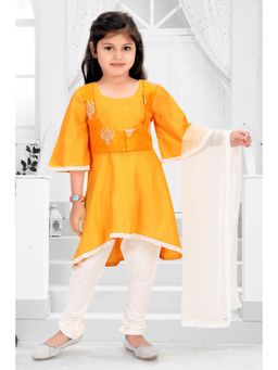 Pragya Exclusive - Orange High Low Kurta & Churidar with Dupatta (Set of 3)