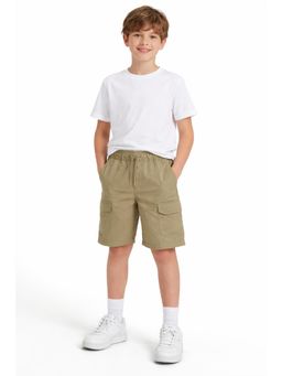 Denro - Boys Cotton Cargo Shorts for Kids-Beige
