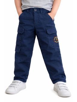 Denro - Boys Cotton Cargo Pants for Kids-Navy Blue