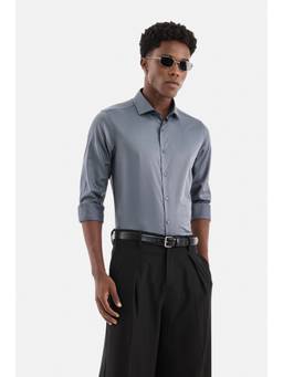 Snitch - Dark Grey Solid Full Sleeves Slim Formal Shirt for Men